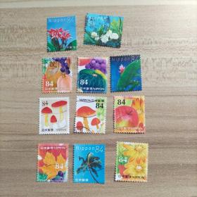 外国邮票 日本信销邮票植物 11枚（面值84）（货号：乙24-5.6）