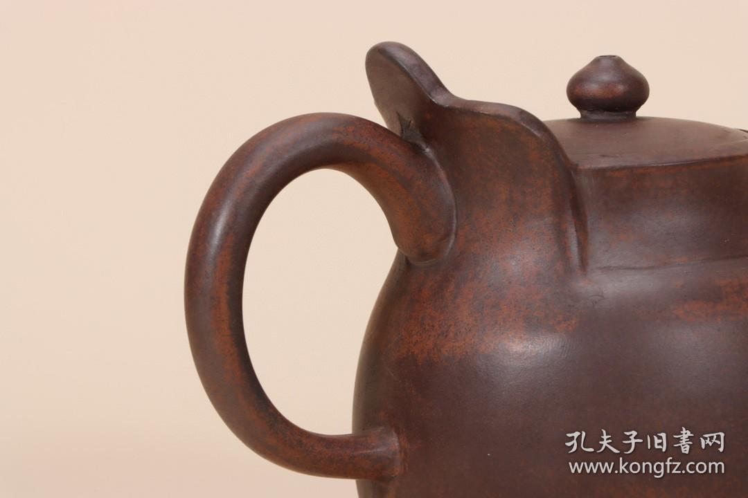 回流紫砂壶柴烧窑变僧帽壶底款杨彭年清代