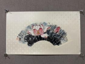 1716. 张大千 扇面 ，镜芯尺寸40x68 。