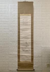 名家佛画《观音》纸本绫裱立轴 笔墨精道 裱工一流