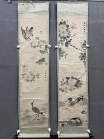 何翀何丹山《花鸟对幅》