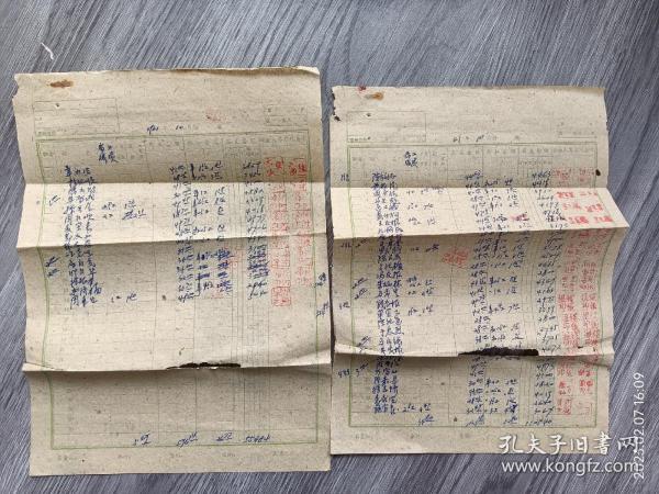 60年代工资单资料2份装帧：其他书友 0405 860592的书摊浙江省宁波市宁波府