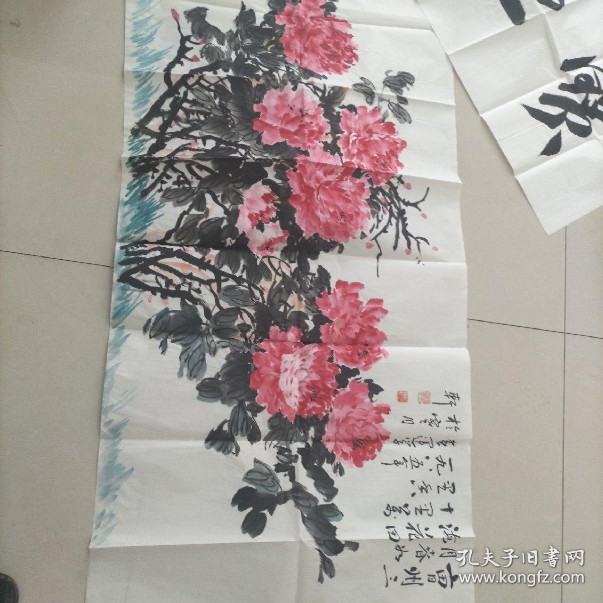 莒南县知名画家孙运学(已故)四尺整张牡丹