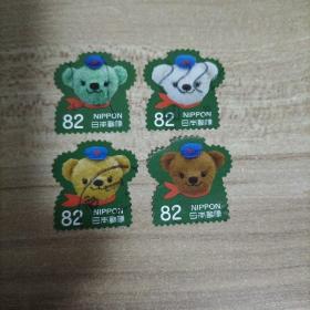 外国邮票 日本信销邮票卡通4枚（库存   1）