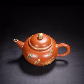 原矿大红袍鎏金紫砂壶陈朱红手工紫砂壶