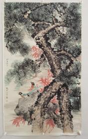 张聿光《花鸟图》1962年画于沪，原裱镜心，尺寸为143x82