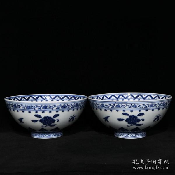 明永乐青花花卉纹碗 古玩古董古瓷器老货收藏1