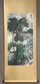 4071.刘海粟〈风荷〉，尺寸136x68cm