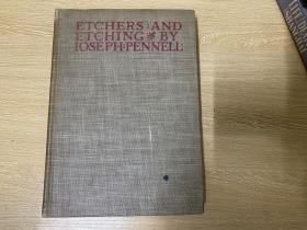 （限时优惠，86年前古旧书）Etchers and Etchings  蚀刻版画家与蚀刻画，布面精装大16开，1936年老版书，重约2公斤