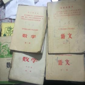 沧州地区中学试用课本语文二三册，数学二三册。（4本合售）