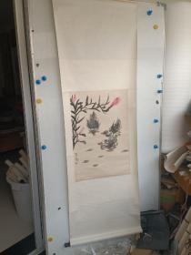 四川书画家 王易（王敬易）水墨鸭子 立轴装裱 画心尺寸68x45