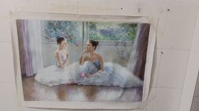 清仓又找出一张精品人物 纯手绘大幅人物油画 芭蕾 尺寸90CM*60CM