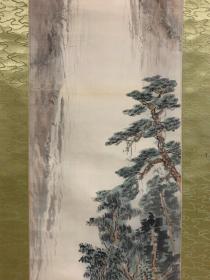 百岁黄檗画僧 直原玉青 绢本青绿山水挂轴