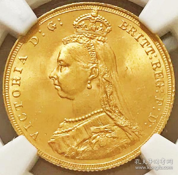 美品少见1887年维多利亚女神金币NGC评级MS63收藏