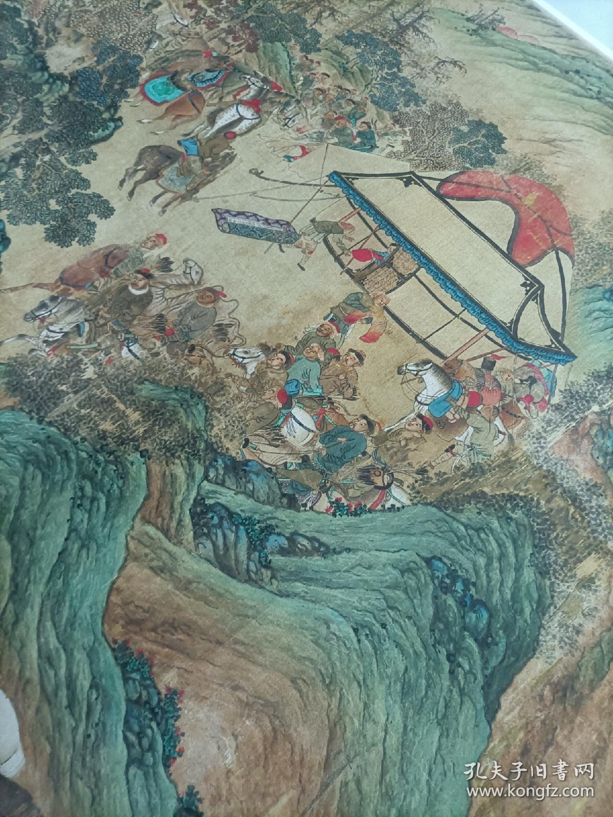 元人秋猎图高清绢布史诗长卷60x1213cm少数民族人物宫廷画真迹复制品