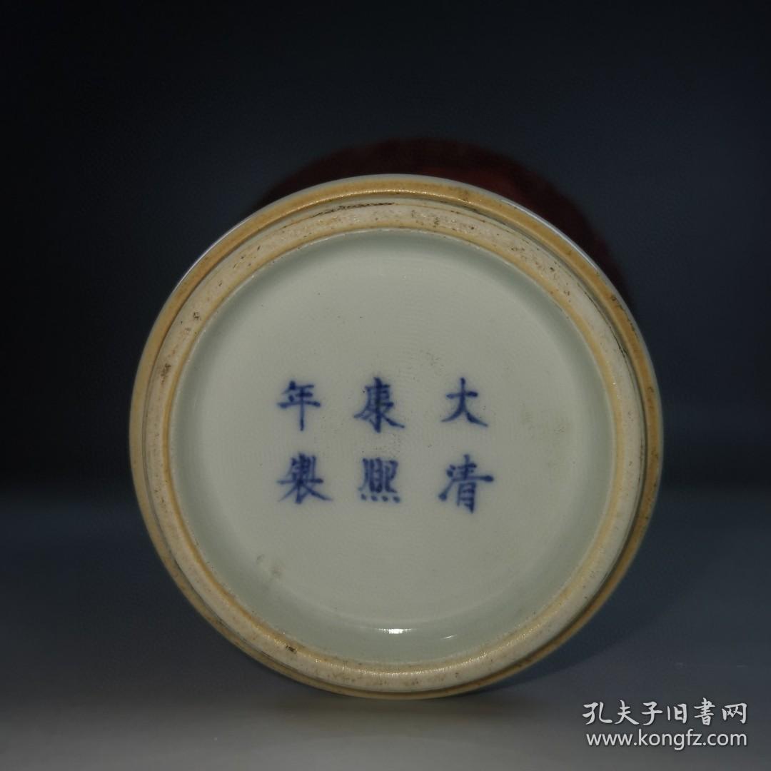 大清康熙年制高档豇豆红窑变美人醉釉观赏瓶胎体细腻白净色泽独特漂亮