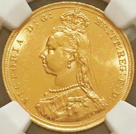 美品少见1888年维多利亚女神金币NGC评级MS61收藏
