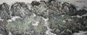265.   山西美协贾智高，小8尺中国画《太行人家》