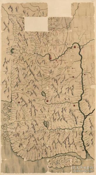 0509古地图1882–1889 吉林与图 清光绪八年至十五年间。纸本大小179.67*98.51厘米。宣纸艺术微喷复制。
