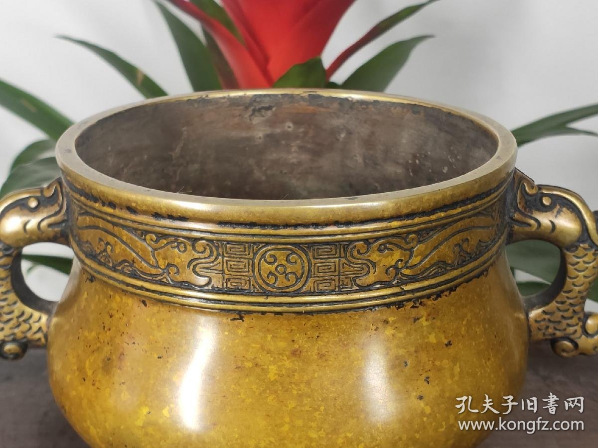 老珍藏,【大明宣德年製】底款,老铜香炉一个,传世包浆,保存完整,珍藏