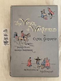 1886年Oliver Goldsmith - The Vicar of Wakefield 小说名著《威克斐牧师传》114桢珂罗版手工彩色插图 品相绝佳，书顶刷金，毛边本（两面毛边）