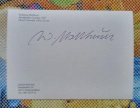 德国艺术家 沃尔夫冈·马托伊尔（Wolfgang Mattheuer）（1927-2004）亲笔签名卡片 莱比锡画派代表人物