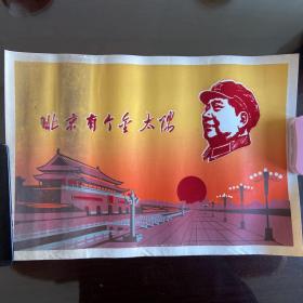 文革 毛主席宣传画 北京有个金太阳 (植绒）