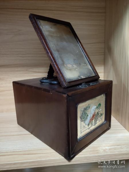 清末民國時期花梨木梳妝盒，做工精細漂亮，鏡子，抽屜，方格，等，完整包老