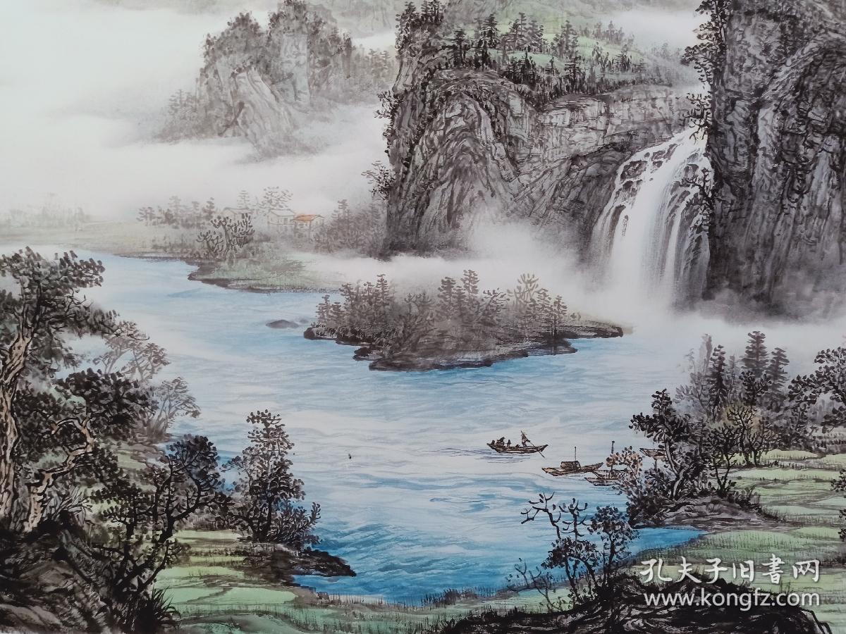 保真书画陕西名家朱满林大幅山水画忆江南一幅纸本托片尺寸965240cm