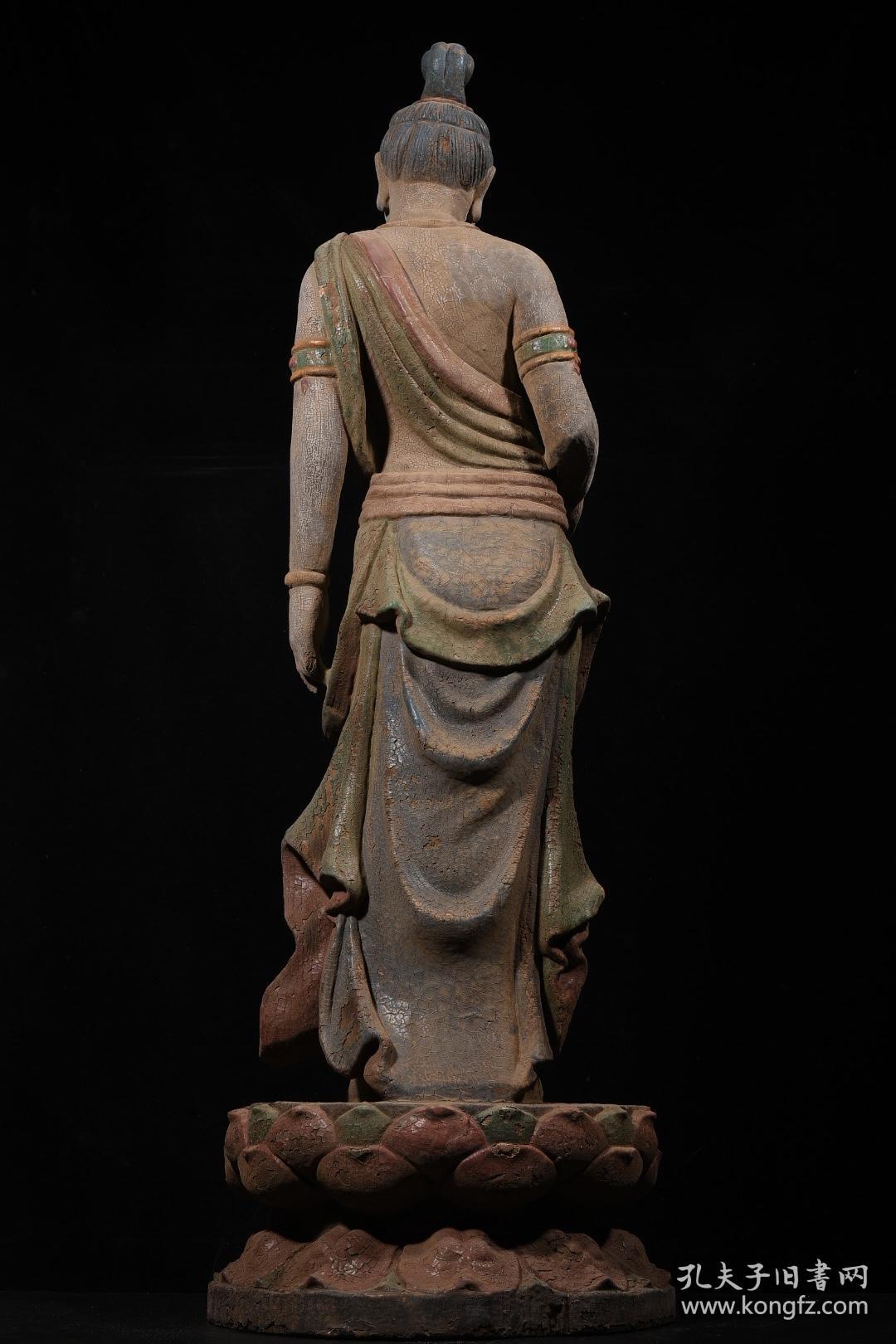 超大尺寸老木雕大势至菩萨站像右手可拆高120cm宽约40cm重17520克bw1