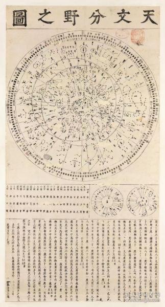 0702古地图 天文分野之图保井春海著延宝五年。纸本大小60*111.36厘米。宣纸艺术微喷复制