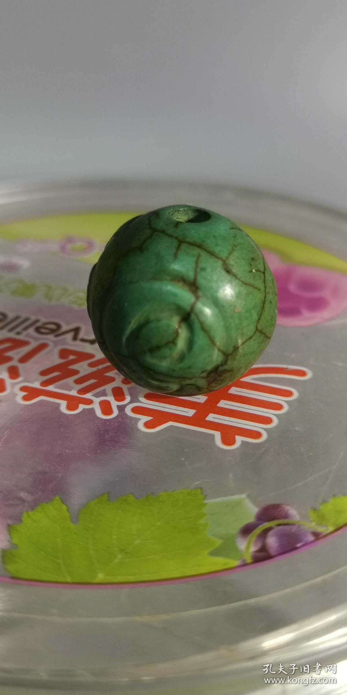 以前乡下收来的辽金绿松石老珠子风化可见实物漂亮沁色入骨