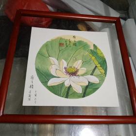 槐若兰纯手绘书画作品  镜心装裱