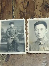 五十年代——佩戴中国人民志愿军布标——照片——两张合售