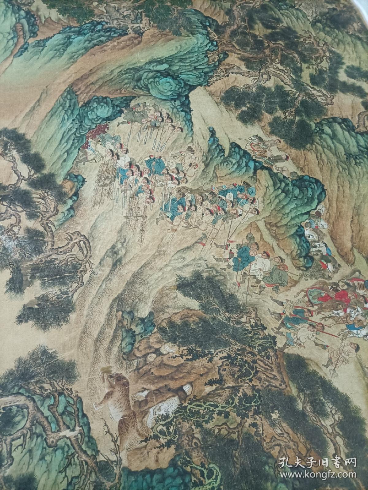 元人秋猎图高清绢布史诗长卷60x1213cm少数民族人物宫廷画真迹复制品