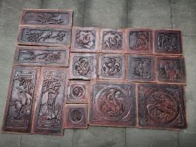 民國老木雕花板一套，17片