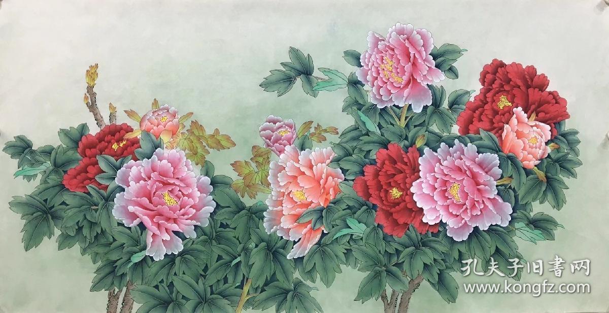 朱春鸿可合影618大特价四尺精品工笔牡丹仙鹤