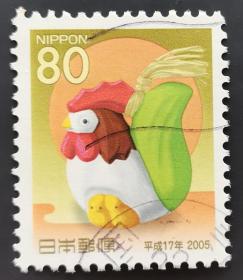 日本信銷郵票 年賀系列 2005年 下野土鈴（雞生肖 櫻花目錄N104）