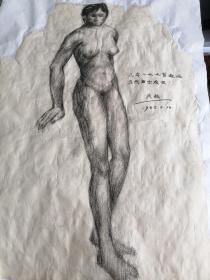 著名画家柳成荫素描作品2张1987