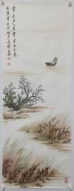 国画作品条幅山水画写意画字画书画精品杭州著名女画家马老师名家真迹      此作品直接取自画家本人 保真  90*34