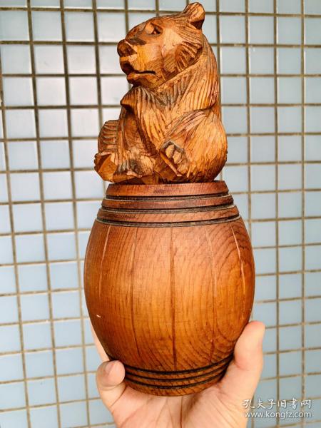 家居擺件裝飾品：俄羅斯天然原木北極熊木雕儲錢罐