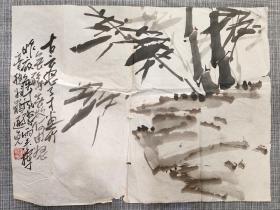 写意墨竹一幅，作者不识，水平可以