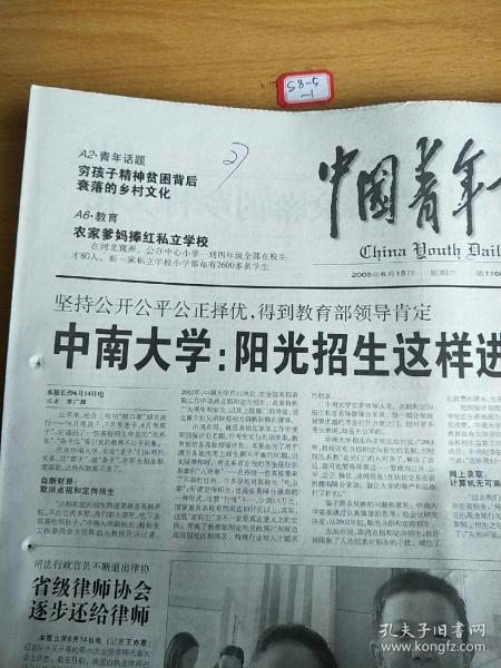 中国青年报2005年6月15日 生日报
