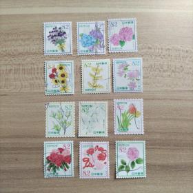 外国邮票 日本信销邮票花 右下 12枚（库存   1）