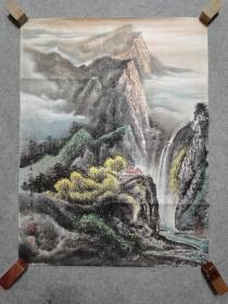 成都著名老画家  周老  精品山水  原稿手绘真迹画心软片尺寸68*52厘米