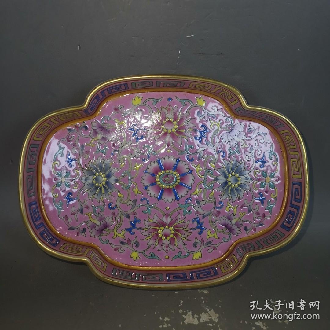 雍正御制珐琅彩花卉纹经典海棠洗胎体细腻高档画工精湛高超官窑烧制1p