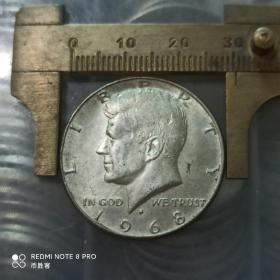 1968年美国50美分 肯尼迪总统 外国银币外国硬币世界纪念币