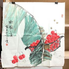 厚伯国画斗方 南国之夏