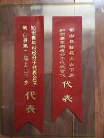 河北正定常山县首届、第二届上山下乡知识青年积极分子代表会议代表证 二张