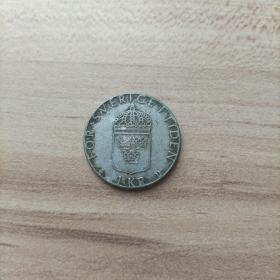 外國錢幣 瑞典硬幣1982年面值1（庫存   4 ）